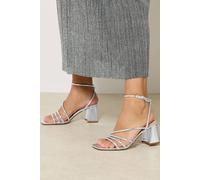 Yours - Aysmmetric Strappy Block Heels in Standard Fit - Women's Silver
