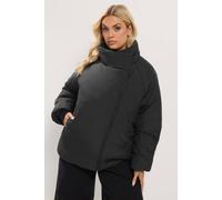 Yours Women's Asymmetric Zip Padded Coat in Black | Size: 26/28