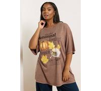 Yours Curve Autumnal Print Relaxed T-Shirt - Women's - Plus Size Curve Brown