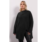 Yours Aysmmetric Split Hem Jumper In Black Black 14-16