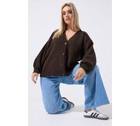 Yours Balloon Sleeve Cardigan In Chocolate Chocolate