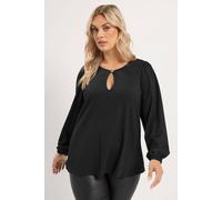 Yours Women's Balloon Sleeve Top in Black | Size: 26/28