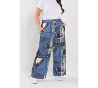 Yours Bandana Print Belted Wide Leg Trousers In Blue Blue 22-24