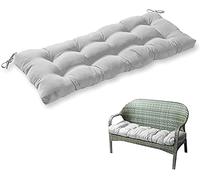 Your's Bath 8cm 2/3 Seater Thick Bench Cushion Pad 100cm/130cm Garden Furniture Swing Cushions with Ties Rectangle Bench Seat Mat for Outdoor Indoor Patio Chaise Swing (130 x 50cm, Grey)