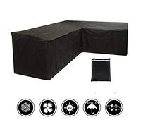 Your's Bath L Shaped Garden Furniture Covers Waterproof Heavy Duty Windproof L Shaped Sofa Cover Outdoor Corner Sofa Covers Patio Rattan Corner Sofa Furniture CoverWith Storage Bag 300x300x98cm Black