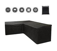 Your's Bath Large L Shaped Garden Furniture Covers Waterproof Windproof Heavy Duty Outdoor Patio Rattan Corner Sofa Cover With Storage Bag 215X215X85cm Black