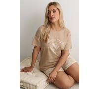 Yours Curve Brown 'Beach Club' Pyjama Set - Women's - Plus Size Curve