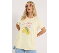 Yours Women's Beaded Lemon Graphic T-Shirt in Yellow | Size: 22-24 Yours Yellow 22-24