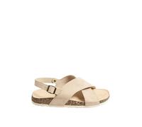 Yours - Beige Brown Cross Strap Footbed Sandals In Extra Wide Eee Fit - Women's - Plus Size Curve