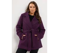 Yours Belted Wrap Coat In Purple Purple