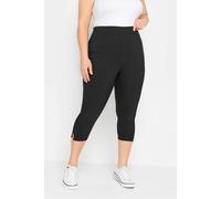 Yours Bengaline Cropped Pull On Trousers In Black Black