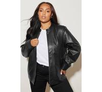 Yours Biker Faux Leather Jacket In Black Black 26-28