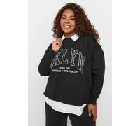 Yours Curve 'Bklyn' 2-In-1 Sweatshirt - Women's - Plus Size Curve Black