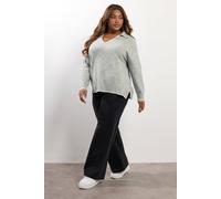 Yours Blanket Stitch Collared Jumper In Grey Grey 30-32