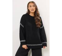 Yours Women's Blanket Stitch Jumper in Black | Size: 18-20 Yours Black 18-20