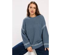 Yours Women's Blanket Stitch Jumper in Blue | Size: 22-24 Yours Blue 22-24