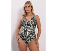 Yours Blanket Stitch Plunge Swimsuit In Black Black 26
