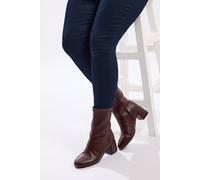 Yours - Red Block Heel Stretch Boots In Extra Wide Eee Fit - Women's
