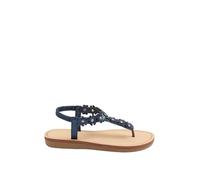 Yours - Blue Flower Detail Diamante Sandals In Wide E Fit - Women's