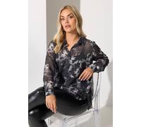 Blurred Floral Chiffon Shirt Yours Grey 22