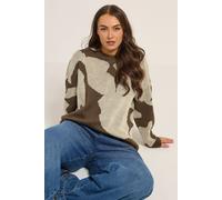 Yours Women's Blurred Floral Knitted Jumper in Brown | Size: 26-28 Yours Brown 26-28