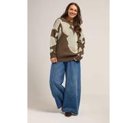 Yours Blurred Floral Knitted Jumper In Brown Brown 30-32