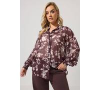 Yours Blurred Floral Ruffle Shirt Red