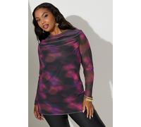 Yours Women's Blurred Mesh Cowl Neck Top in Purple | Size: 22-24 Yours Purple 22-24