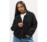 Yours Curve Knitted Collared Bomber Cardigan - Women's - Plus Size Curve Black