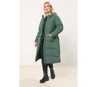 Yours Curve Borg Hooded Padded Coat - Women's - Plus Size Curve Green