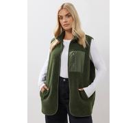 Yours Borg Zip Pocket Gilet In Light Khaki Light Khaki 18