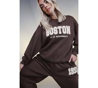 Yours 'boston' Printed Sweatshirt In Brown Brown 20