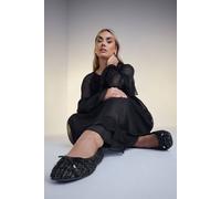 Yours - Boucle Ballerina Pumps in Extra Wide Eee Fit - Women's Black