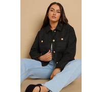 Yours Boucle Button Detail Jacket In Black Black 30-32