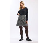 Yours Women's Boucle Button Mini Skirt in Black | Size: 30-32 Yours Black 30-32