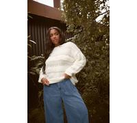 Yours Boucle Pointelle Knit Jumper In Ivory Ivory 22-24