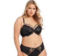 Yours Women's Lace Strap Detail Satin Underwired Bra in Black | Size: 46DD Yours Black 46DD
