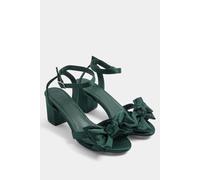 Yours - Teal Bow Block Heel Sandals In Extra Wide Eee Fit - Women's