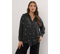 Yours Curve Bow Print Crinkle Blouse - Women's - Plus Size Curve Black