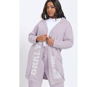 Yours Curve Purple 'Brklyn' Slogan Longline Hoodie - Women's - Plus Size Curve