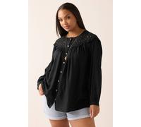 Yours Curve Broderie Anglaise Blouse - Women's - Plus Size Curve Black