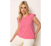 Yours Curve Pink Broderie Anglaise Frill Vest Top - Women's - Plus Size Curve