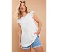 Yours Curve Broderie Anglaise Frill Vest Top - Women's - Plus Size Curve