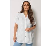 Yours Curve Broderie Anglaise Grown On Sleeve Shirt - Women's - Plus Size Curve White