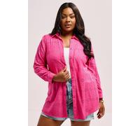 Yours Curve Hot Pink Broderie Anglaise Long Sleeve Shirt - Women's - Plus Size Curve