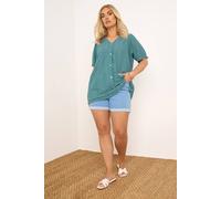 Yours Broderie Anglaise Puff Sleeve Blouse In Blue Blue