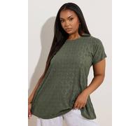 Yours Curve Green Broderie Anglaise Textured Swing Top - Women's - Plus Size Curve