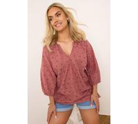 Yours Broderie Anglaise Tie Front Top In Burnt Orange Burnt Orange 18