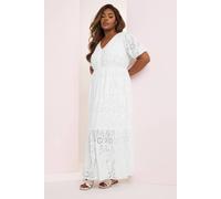 Yours Broderie Anglaise Tiered Maxi Dress In White White
