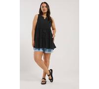 Yours Curve Broderie Anglaise Tiered Vest Top - Women's - Plus Size Curve
